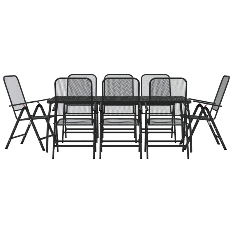 9 Piece Garden Dining Set Anthracite Metal Mesh