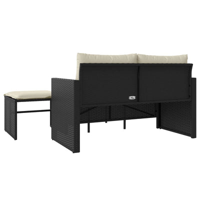 3 Piece Garden Sofa Set with Cushions Black Poly Rattan