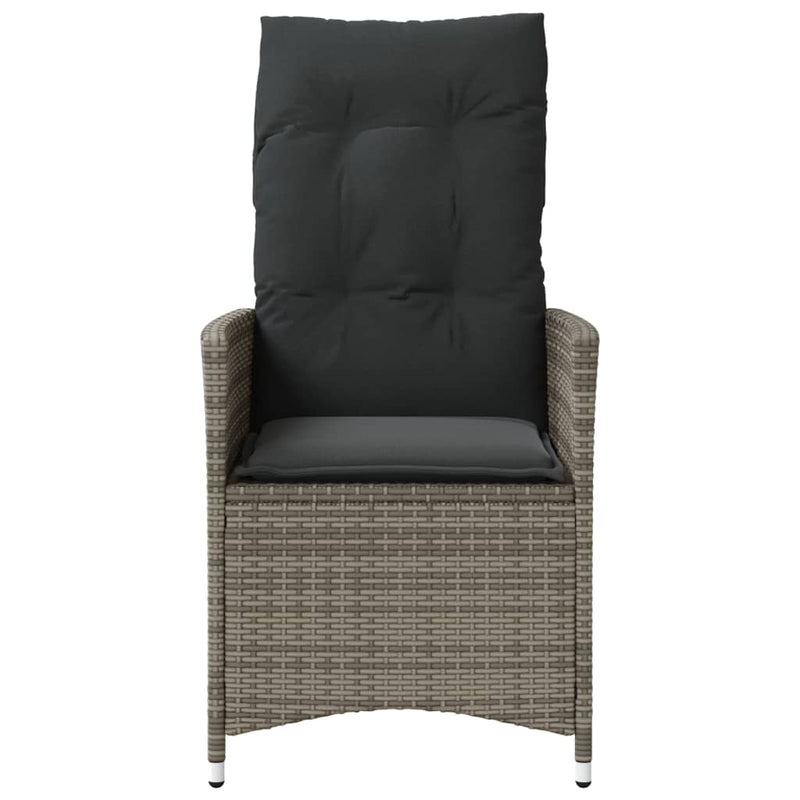 Reclining Garden Chair with Cushions Grey Poly Rattan