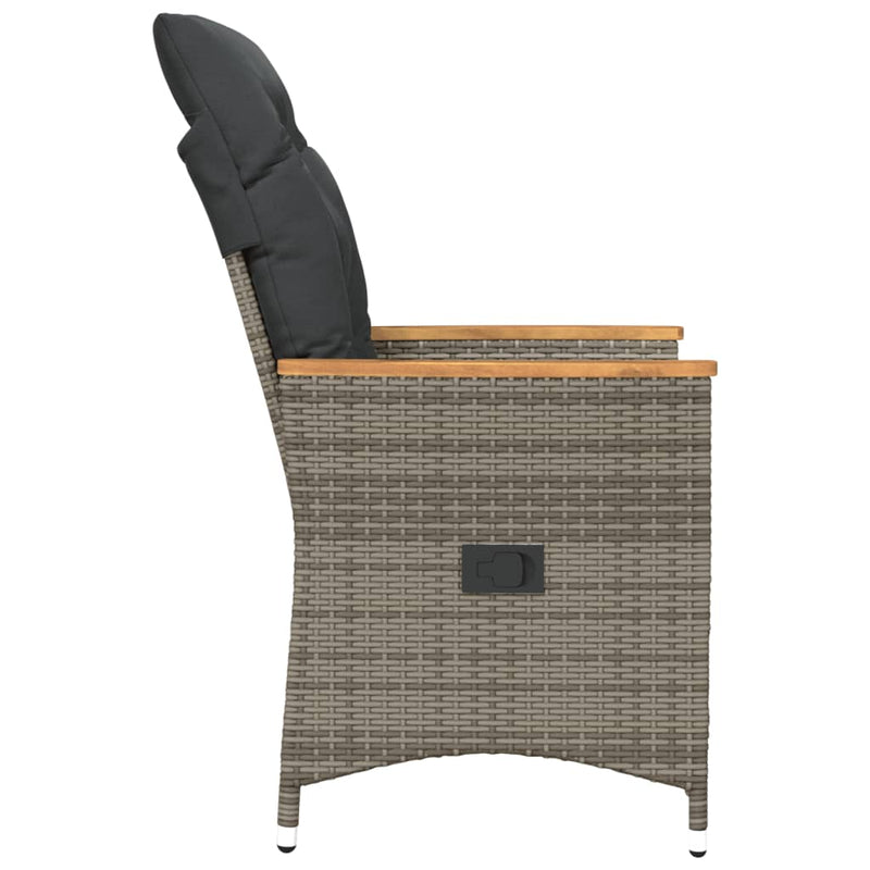 Reclining Garden Chair with Cushions Grey Poly Rattan