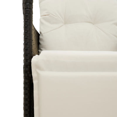 Reclining Garden Chair with Cushions Black Poly Rattan