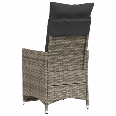 Reclining Garden Chair with Cushions Grey Poly Rattan