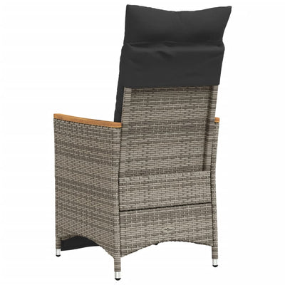 Reclining Garden Chair with Cushions Grey Poly Rattan