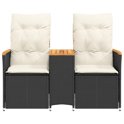 Reclining Garden Sofa 2-Seater with Table Black Poly Rattan