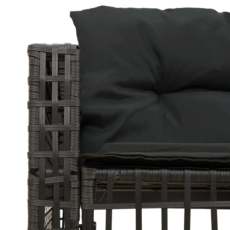 Garden Sofa with Cushions and Footstool L-Shaped Black Poly Rattan