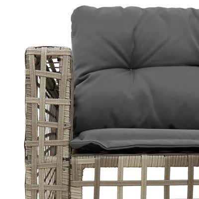 Garden Sofa with Cushions and Footstool L-Shaped Grey Poly Rattan