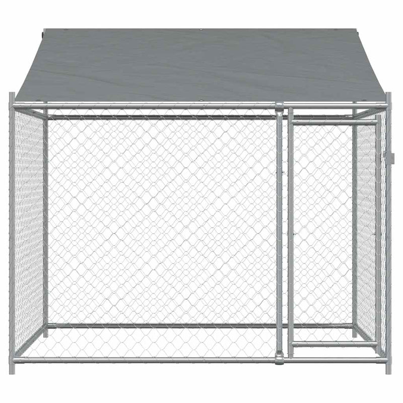 Dog Cage with Roof and Door Grey 2x2x2 m Galvanised Steel