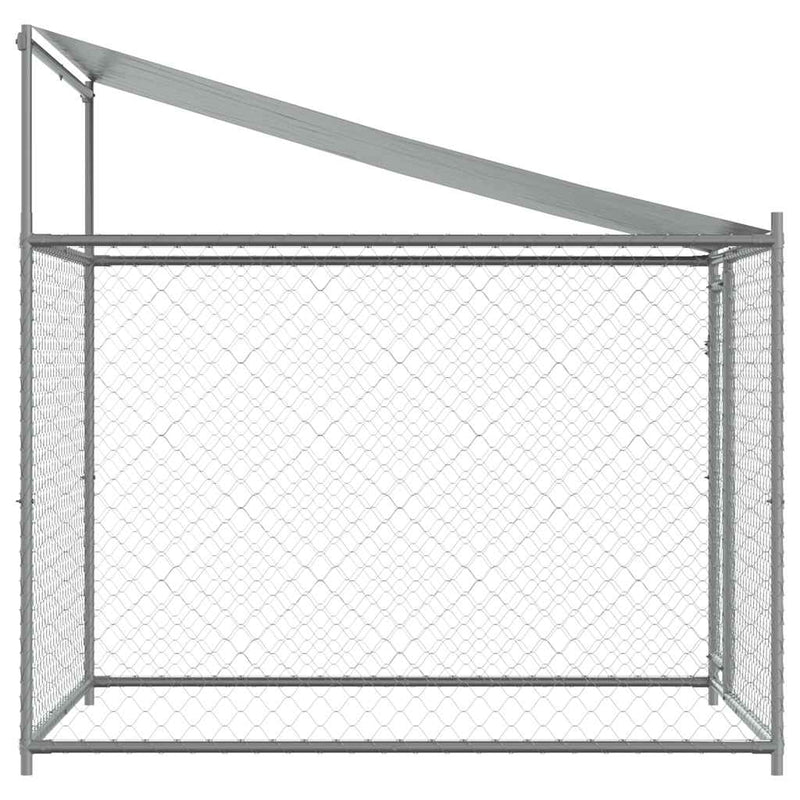 Dog Cage with Roof and Door Grey 2x2x2 m Galvanised Steel