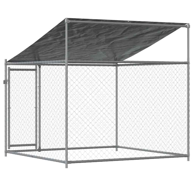 Dog Cage with Roof and Door Grey 2x2x2 m Galvanised Steel