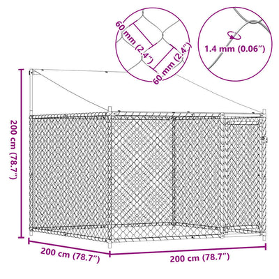 Dog Cage with Roof and Door Grey 2x2x2 m Galvanised Steel