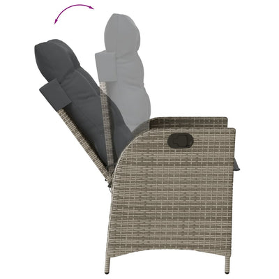 5 Piece Garden Dining Set with Cushions Grey Poly Rattan