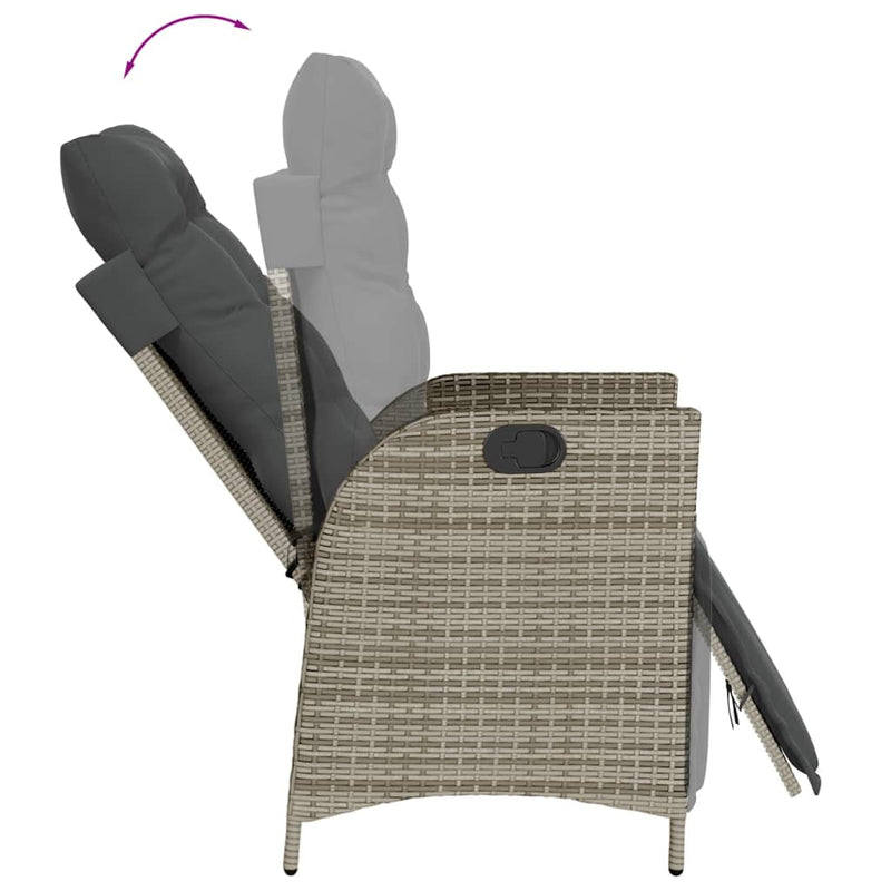 5 Piece Garden Dining Set with Cushions Grey Poly Rattan