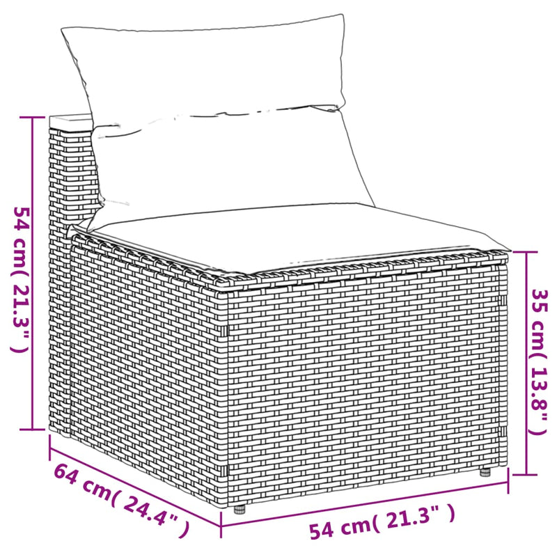 5 Piece Garden Sofa Set with Cushions Grey Poly Rattan Acacia