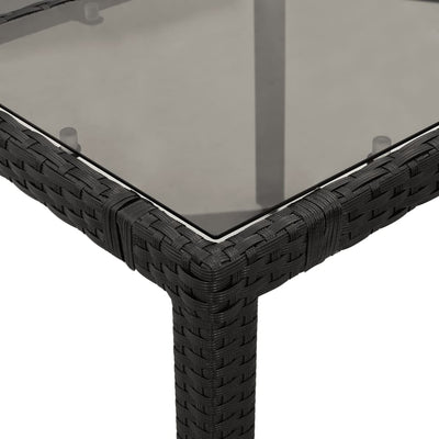 Garden Table with Glass Top Black 150x90x75 cm Poly Rattan