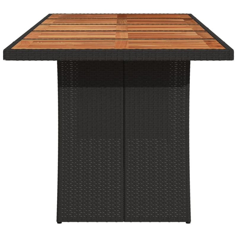 Garden Table with Acacia Wood Top Black 240x90x75 cm Poly Rattan