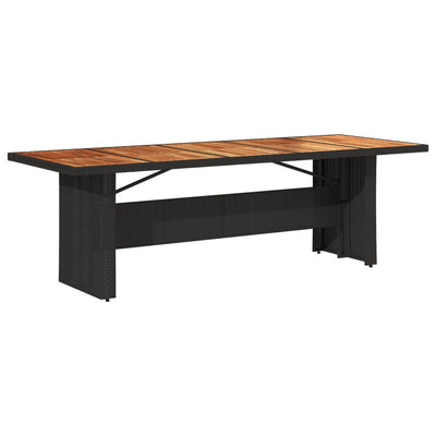 Garden Table with Acacia Wood Top Black 240x90x75 cm Poly Rattan