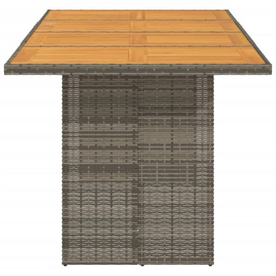 Garden Table with Acacia Wood Top Grey 190x80x75 cm Poly Rattan