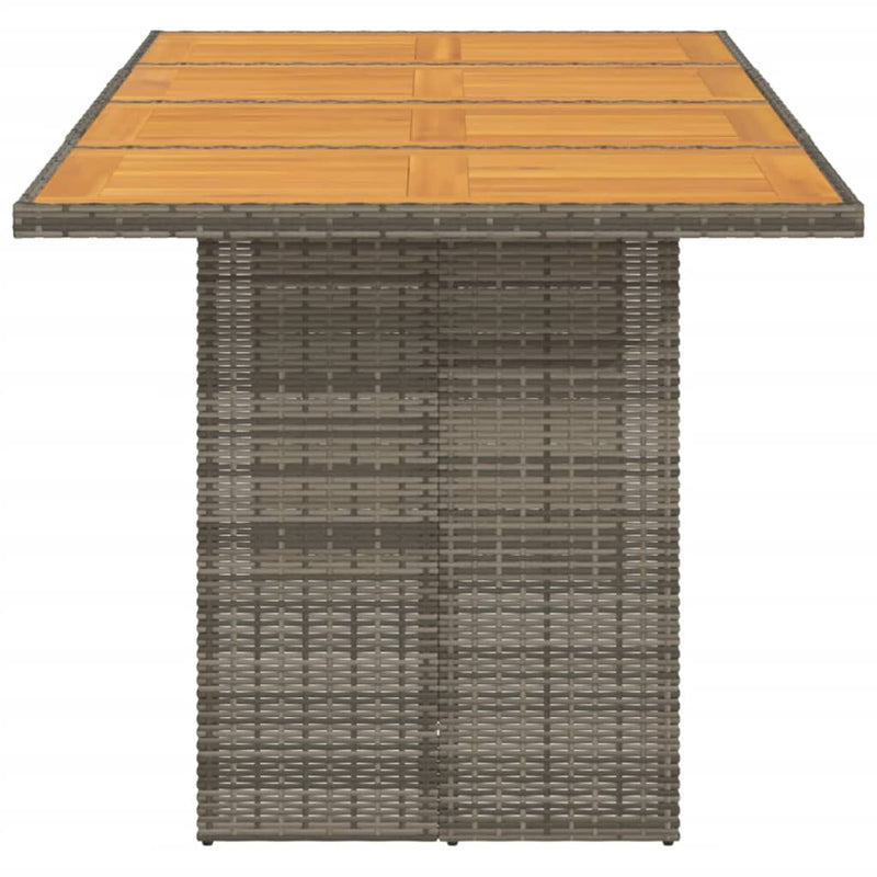 Garden Table with Acacia Wood Top Grey 190x80x75 cm Poly Rattan