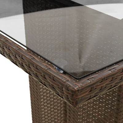 Garden Table with Glass Top Brown 190x80x75 cm Poly Rattan