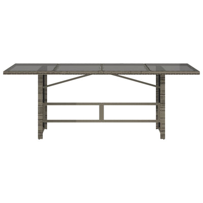 Garden Table with Glass Top Grey 190x80x75 cm Poly Rattan