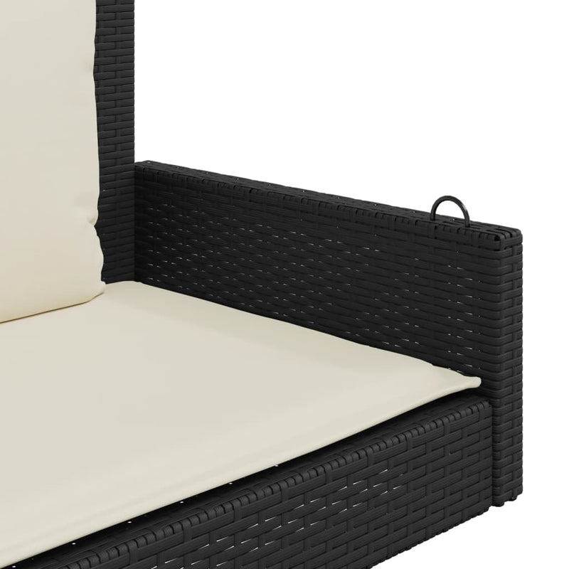 Swing Bench with Cushions Black 119x56x48 cm Poly Rattan