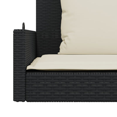 Swing Bench with Cushions Black 119x56x48 cm Poly Rattan