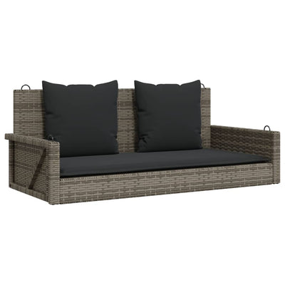 Swing Bench with Cushions Grey 119x56x48 cm Poly Rattan