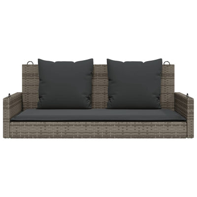 Swing Bench with Cushions Grey 119x56x48 cm Poly Rattan