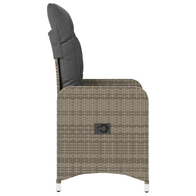 Reclining Garden Chair with Cushions Grey Poly Rattan