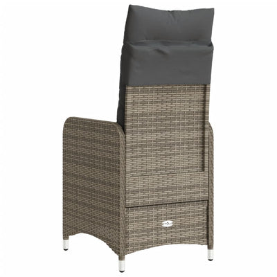 Reclining Garden Chair with Cushions Grey Poly Rattan