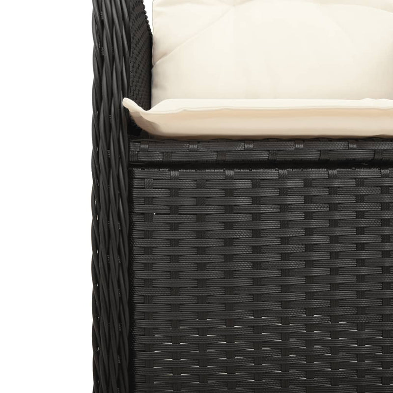 Reclining Garden Chairs 2 pcs with Cushions Black Poly Rattan