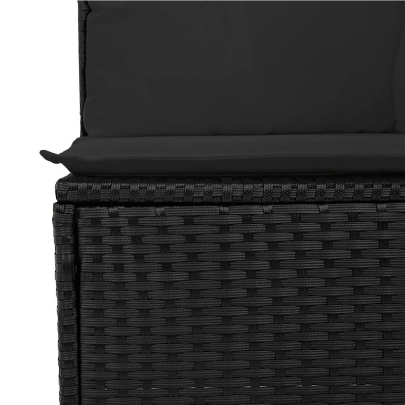 Garden Sofa Armless with Cushions Black Poly Rattan