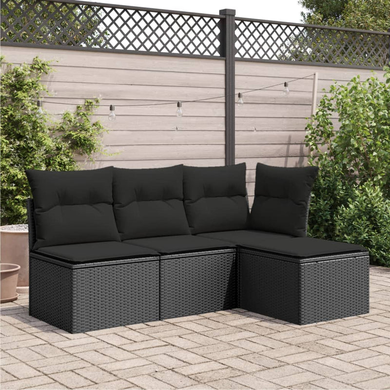 Garden Stool with Cushion Black 55x55x37 cm Poly Rattan