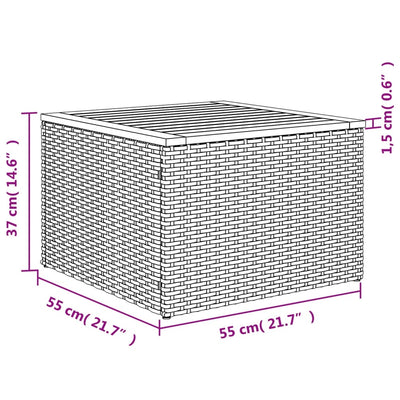 Garden Table Black 55x55x37 cm Poly Rattan and Acacia Wood