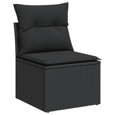 Garden Chair Armless with Cushions Black Poly Rattan