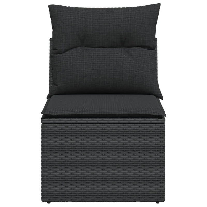 Garden Chair Armless with Cushions Black Poly Rattan