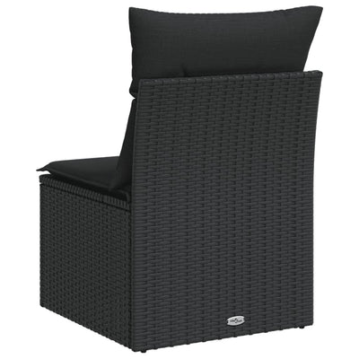 Garden Chair Armless with Cushions Black Poly Rattan