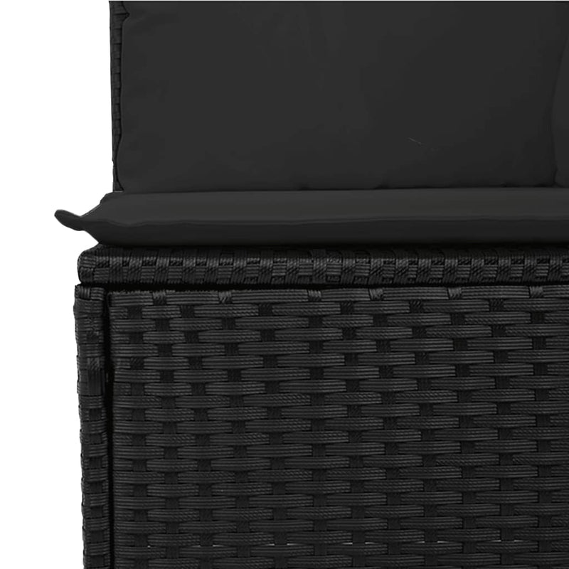 Garden Sofa with Cushions 3-Seater Black Poly Rattan