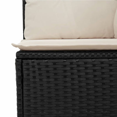 Garden Sofa Armless with Cushions Black Poly Rattan