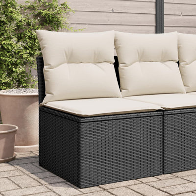 Garden Sofa Armless with Cushions Black Poly Rattan