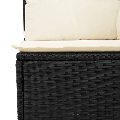 Garden Sofa Corner with Cushions Black Poly Rattan