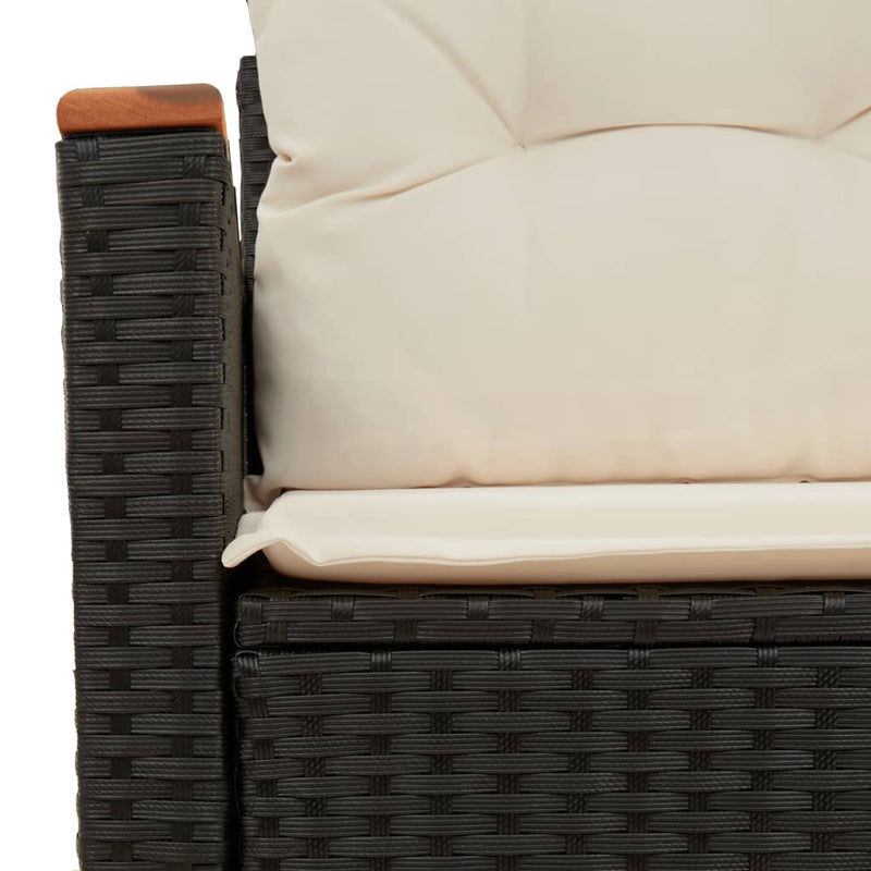 Garden Sofa with Cushions 2-Seater Black Poly Rattan