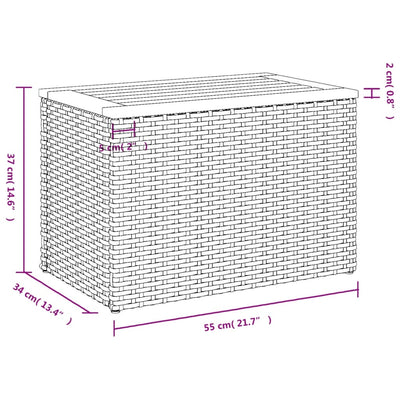 Garden Side Tables 2 pcs Beige 55x34x37cm Poly Rattan Solid Wood