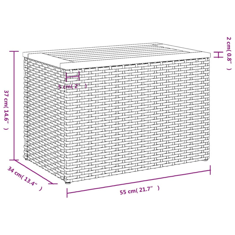 Garden Side Tables 2 pcs Beige 55x34x37cm Poly Rattan Solid Wood