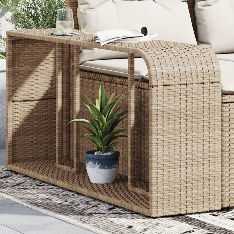 Storage Shelves 2 pcs Beige Poly Rattan