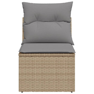 Garden Sofa Armless with Cushions Beige Poly Rattan