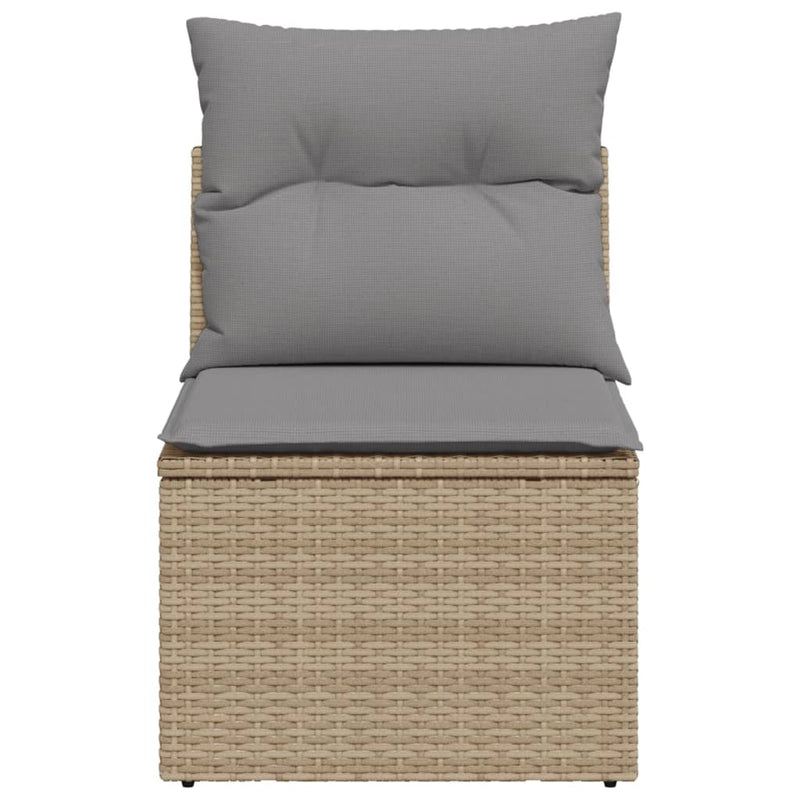 Garden Sofa Armless with Cushions Beige Poly Rattan