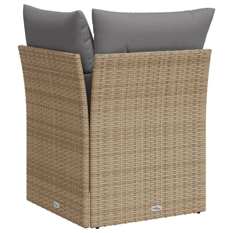 Garden Sofa Corner with Cushions Beige Poly Rattan