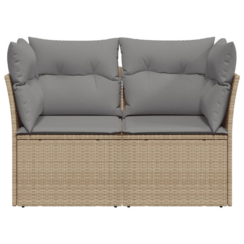 Garden Sofa with Cushions 2-Seater Beige Poly Rattan