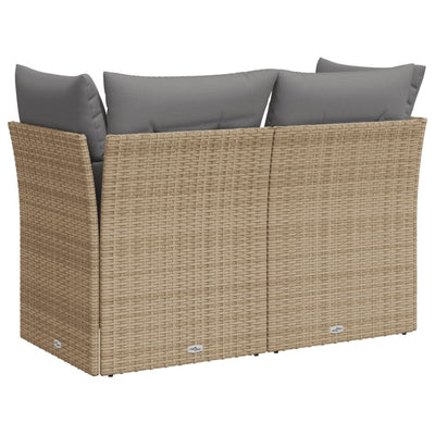 Garden Sofa with Cushions 2-Seater Beige Poly Rattan